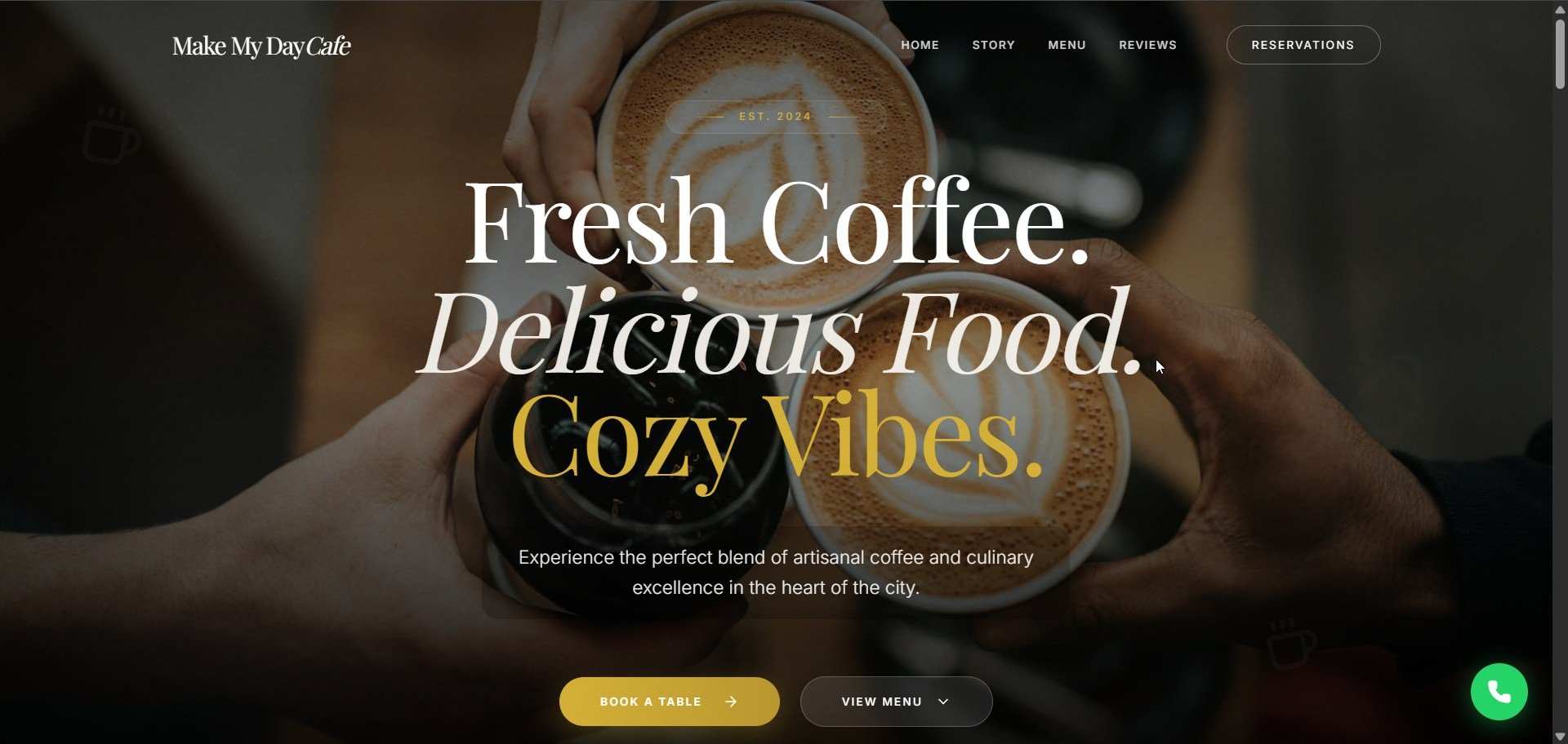 Make My Day Café website