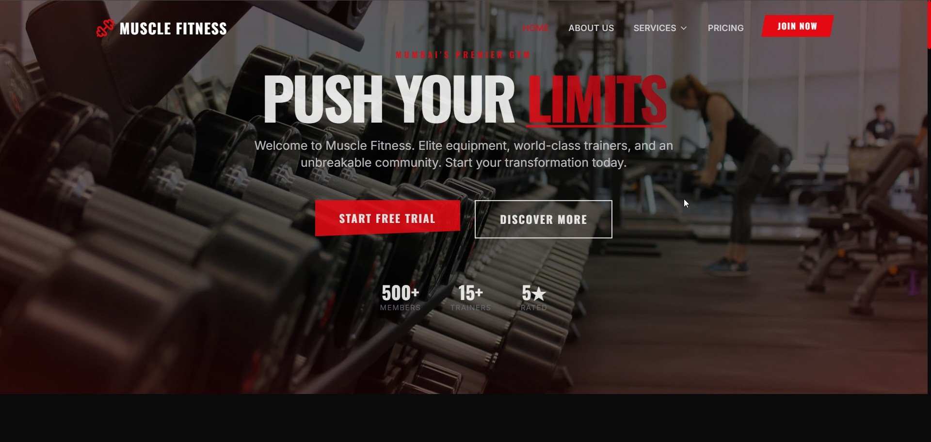 Muscle Fitness Gym website