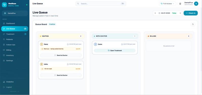 Patient queue and medical records interface
