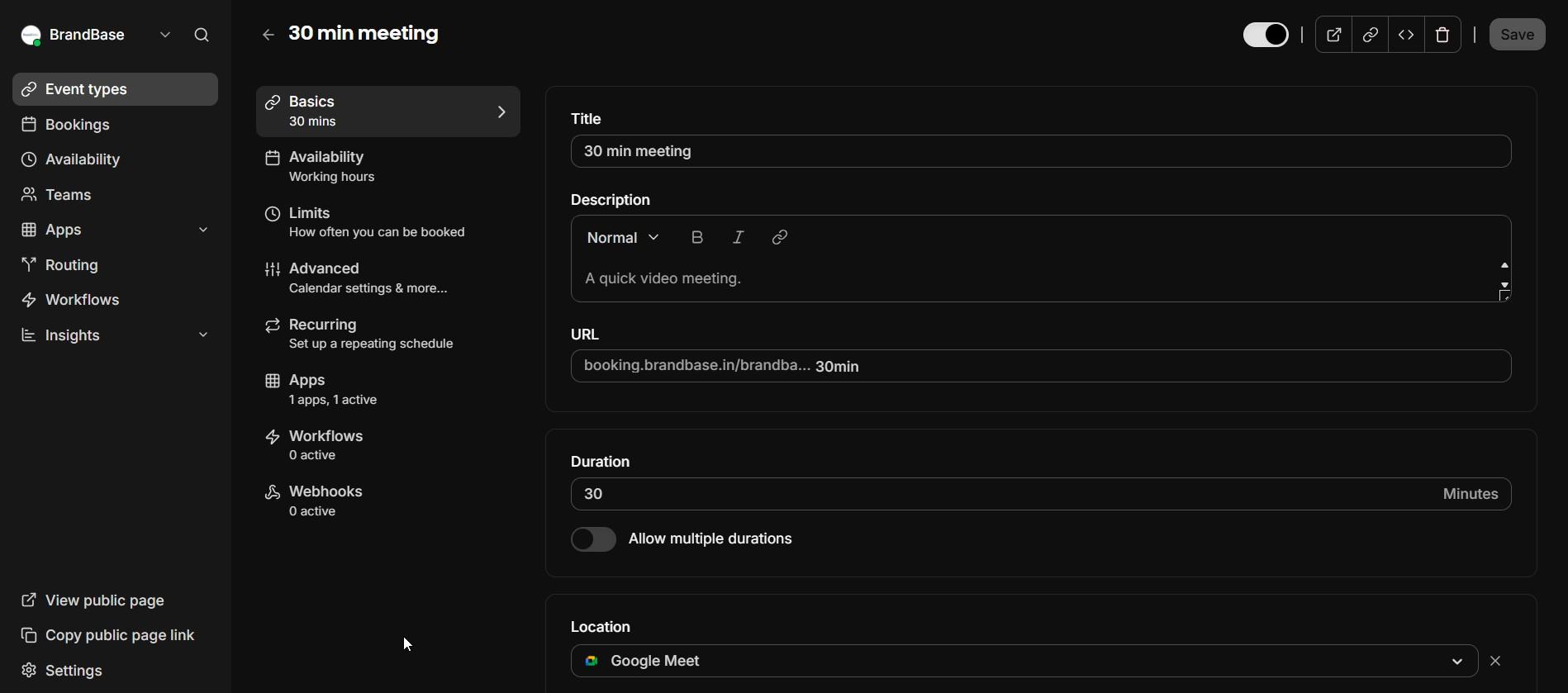 Appointment booking calendar view